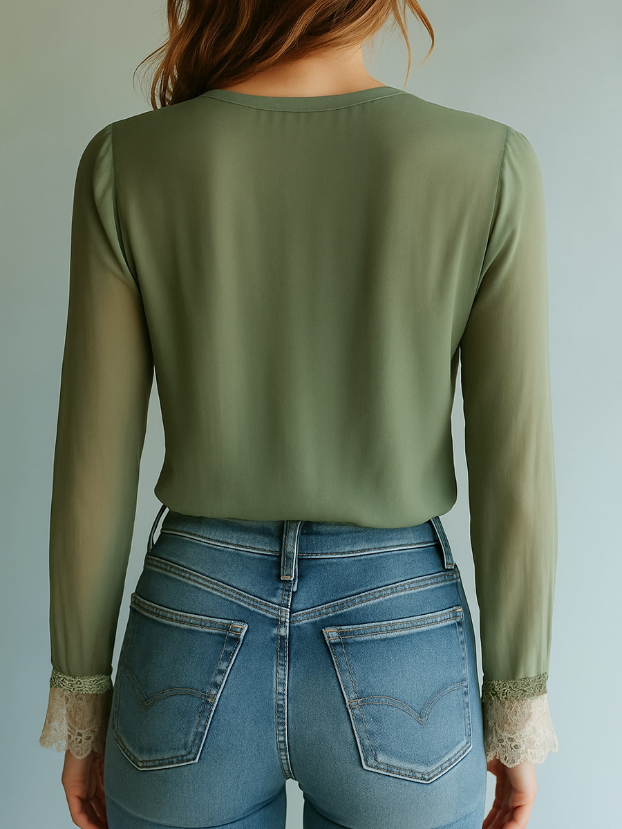 Rocío · Blusa floral bohemia con encaje para Mujer