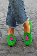 LUDE - MOCASÍN VERDE CON BORLAS