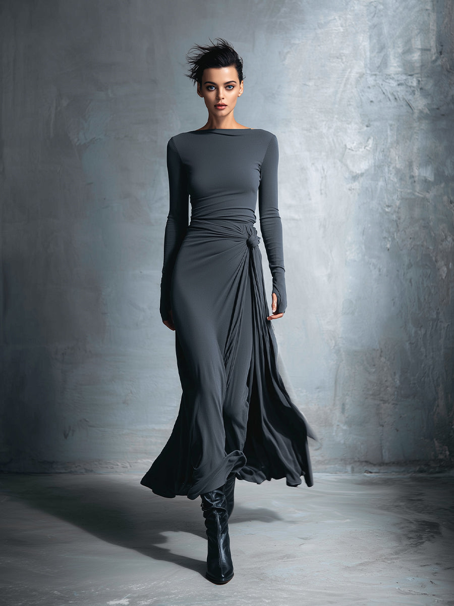 Naiara ❘ Vestido maxi con nudo lateral para Mujer