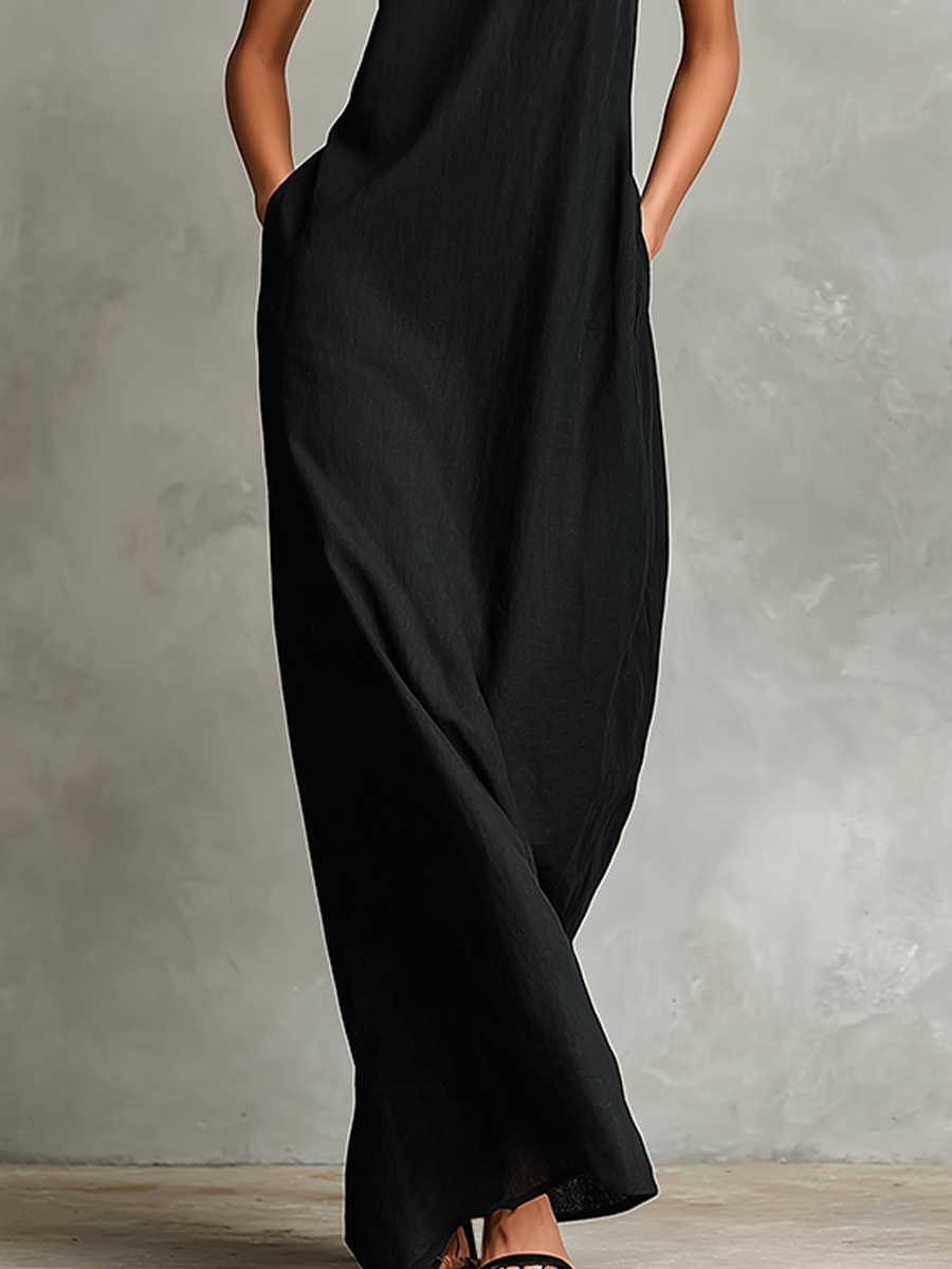 Caterina | Vestido largo negro minimalista para Mujer