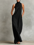 Caterina | Vestido largo negro minimalista para Mujer