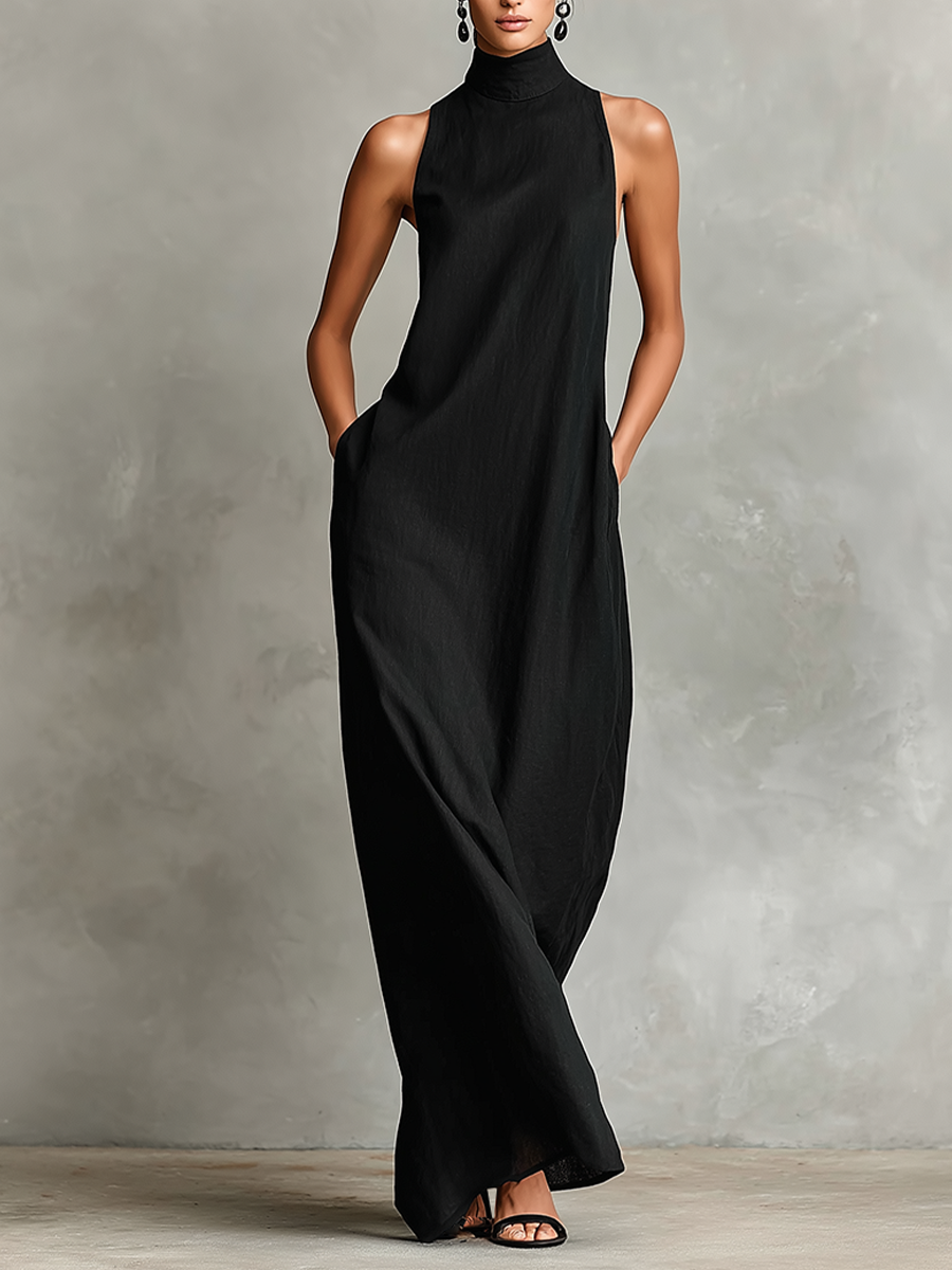 Caterina | Vestido largo negro minimalista para Mujer