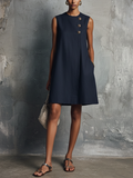 Alba | Vestido Mini Botonadura Dorada para Mujer