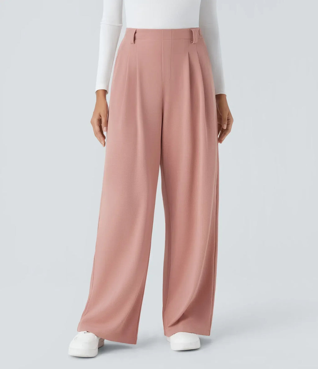 Halara - Pantalones de oficina de pierna ancha con bolsillos laterales y cintura alta para Mujer