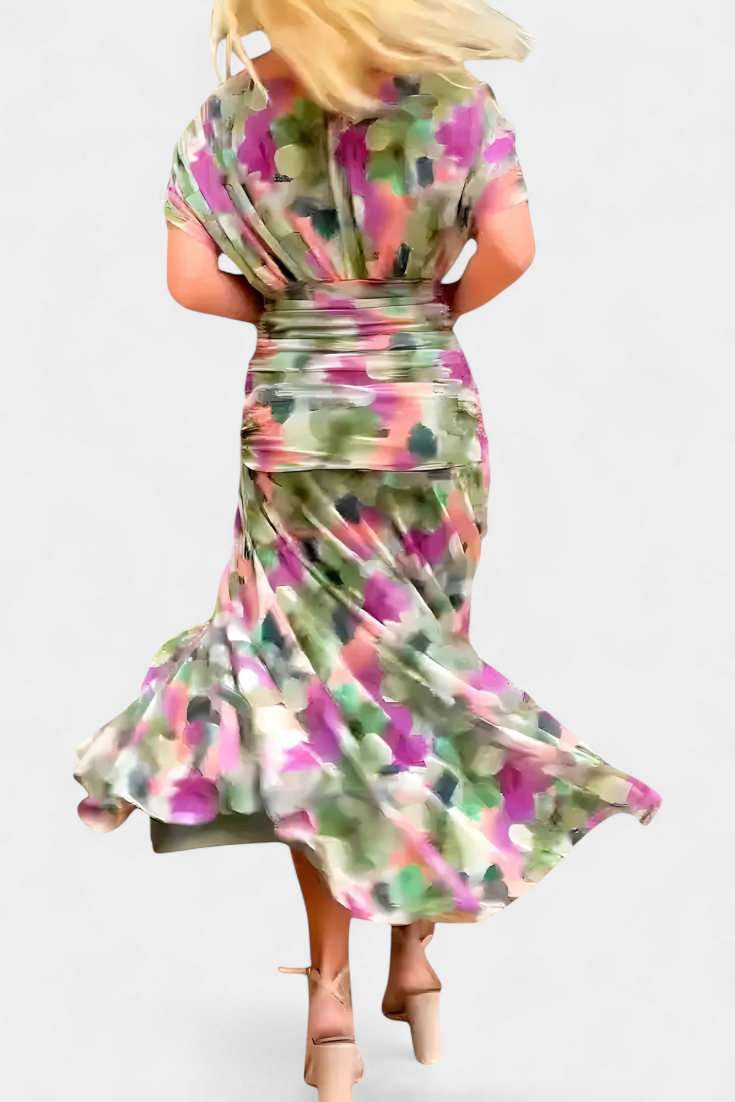 Magda | Vestido largo de flores con escote en V para Mujer