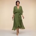 Monica - Vestido ligero estilo gasa con escote en V para Mujer