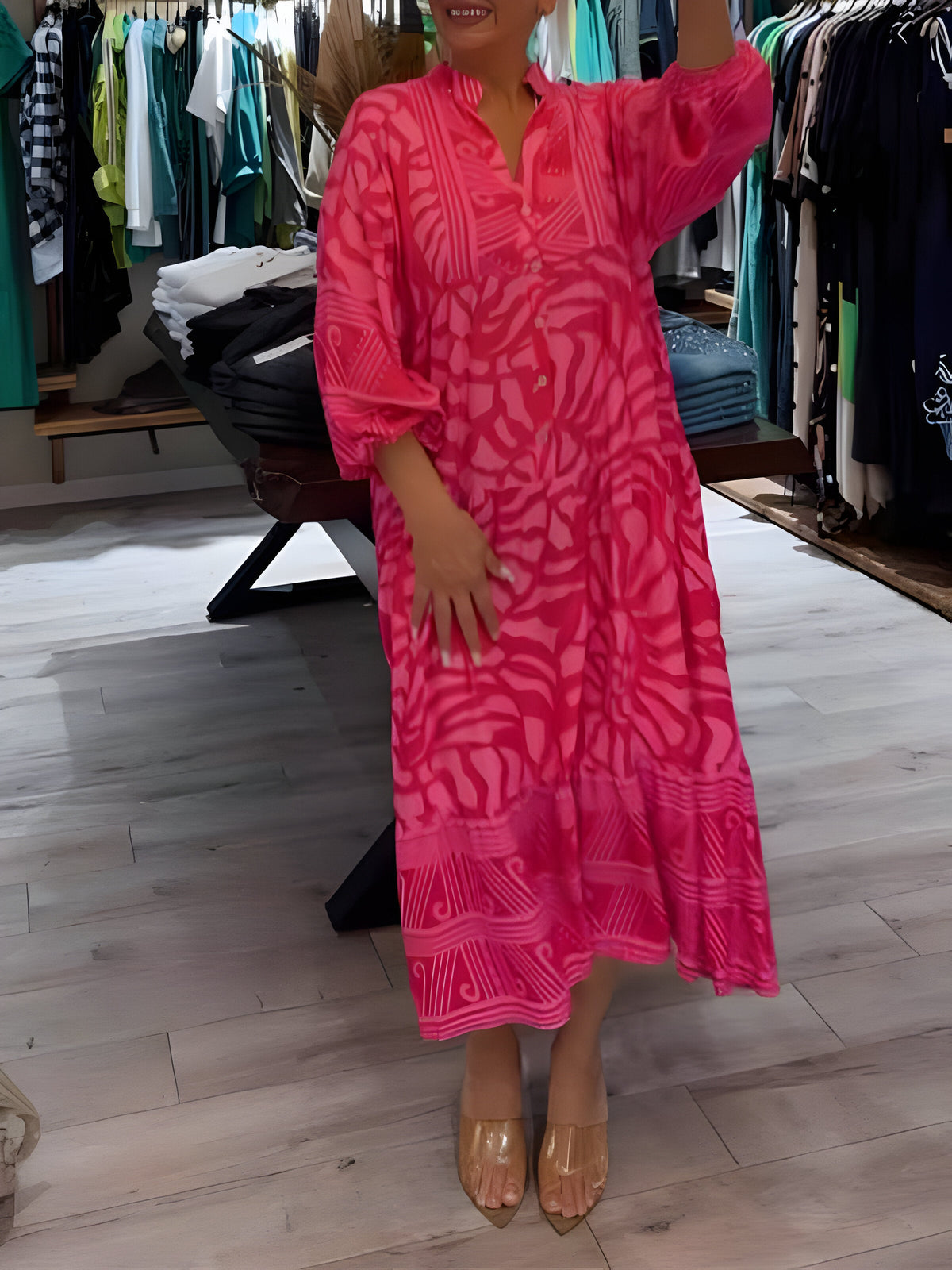 Inge™ | Vestido estampado con cuello en V