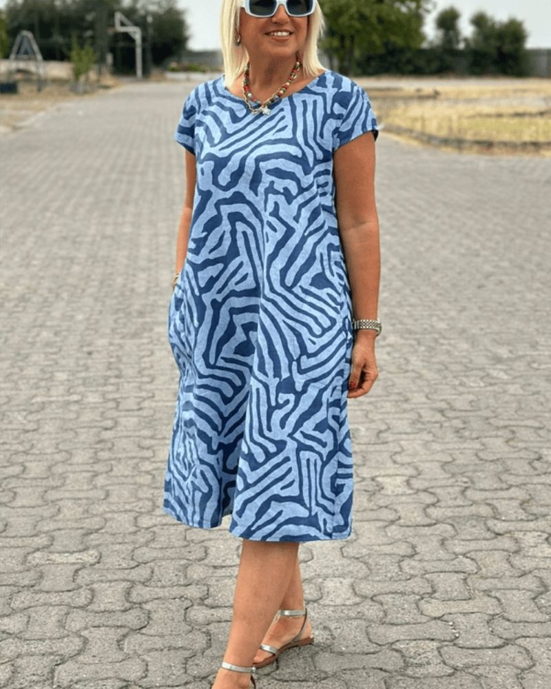 Nelia - Vestido de verano con cuello redondo y un bonito estampado para Mujer