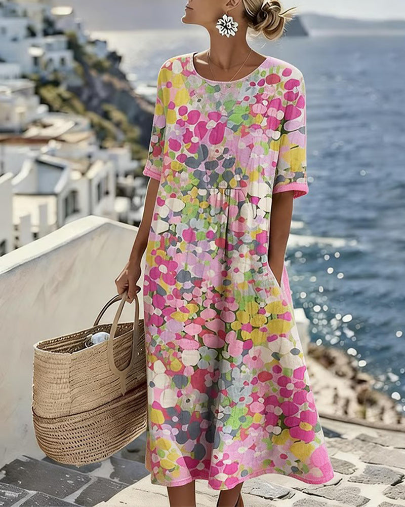 Elena | Vestido midi floral suelto y ligero para Mujer