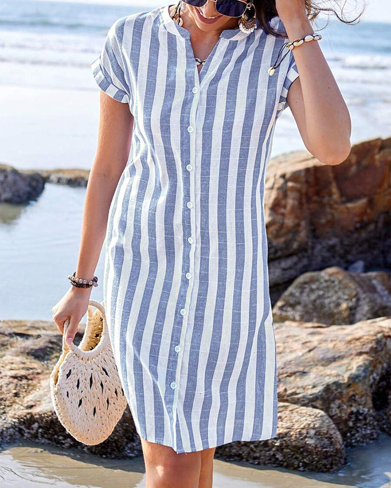 Martine | Elegante vestido camisero a rayas para Mujer