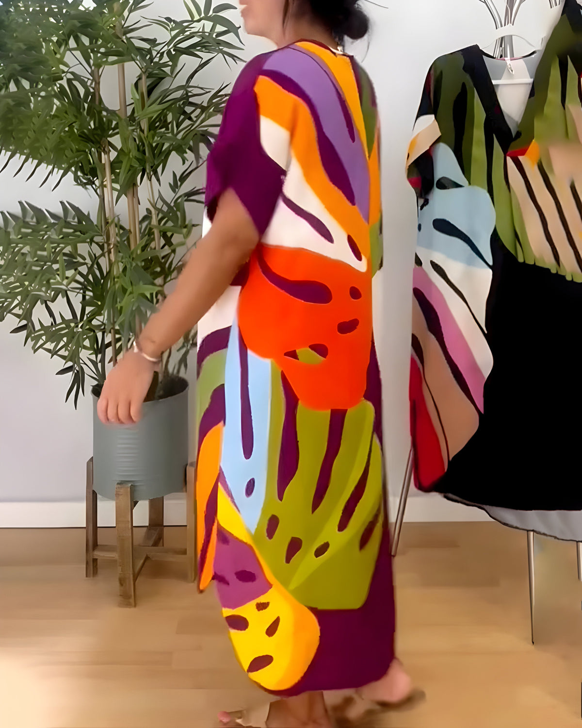Roos™ | Vestido informal con estampado de hojas de colores