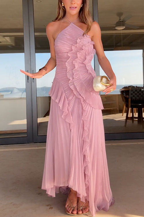 Rosé - Vestido Largo Plisado para Mujer
