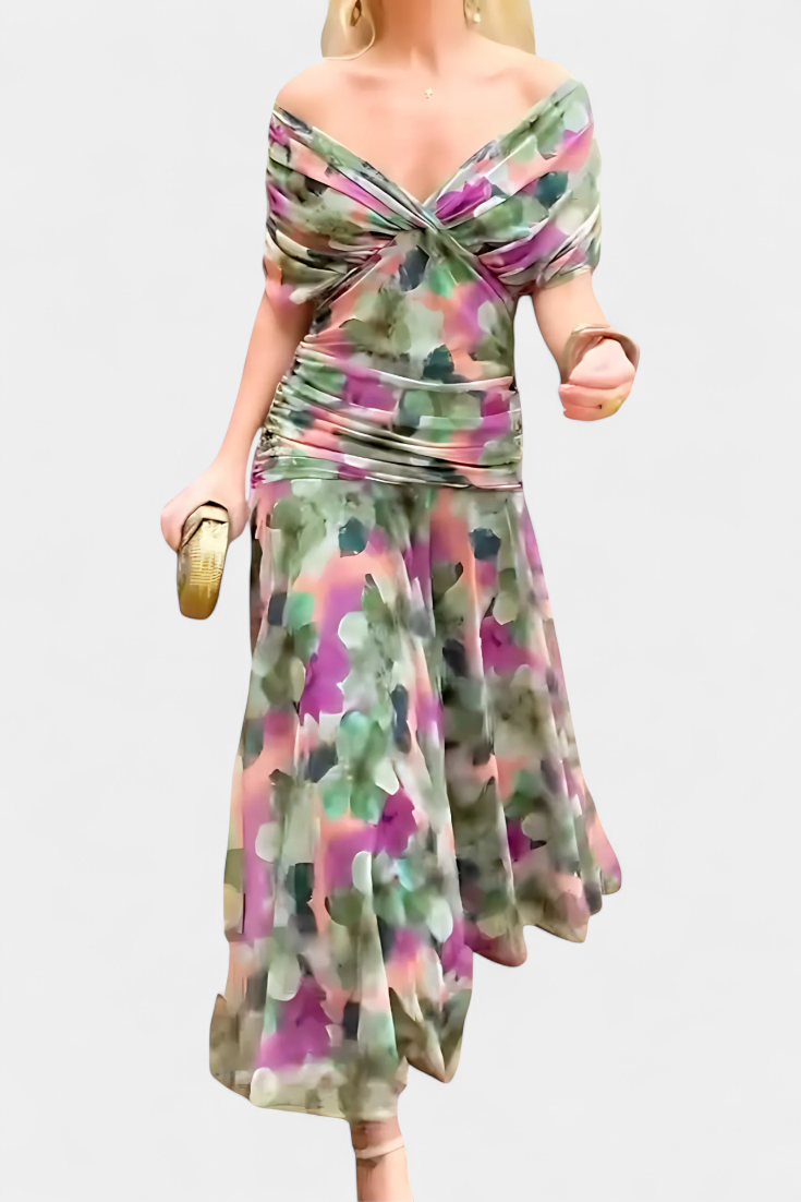 Magda | Vestido largo de flores con escote en V para Mujer