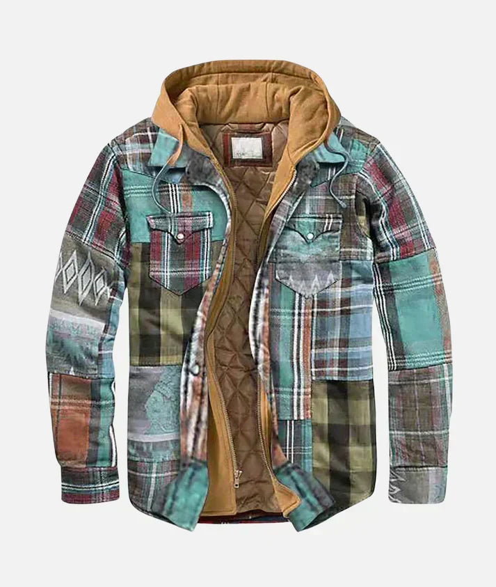 Alain – Chamarra a cuadros con patchwork para Hombre