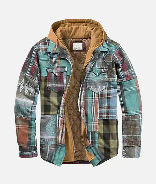 Alain – Chamarra a cuadros con patchwork para Hombre