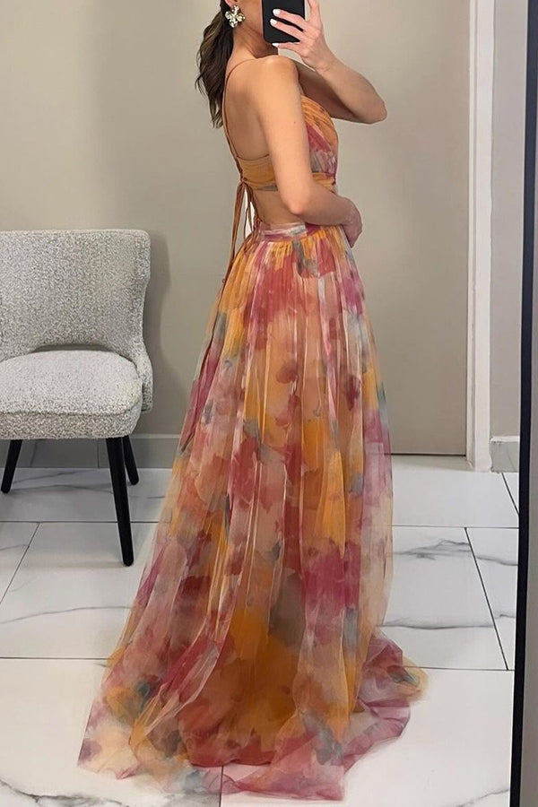 Giselle - Vestido largo de Mujer con estampado floral encantador