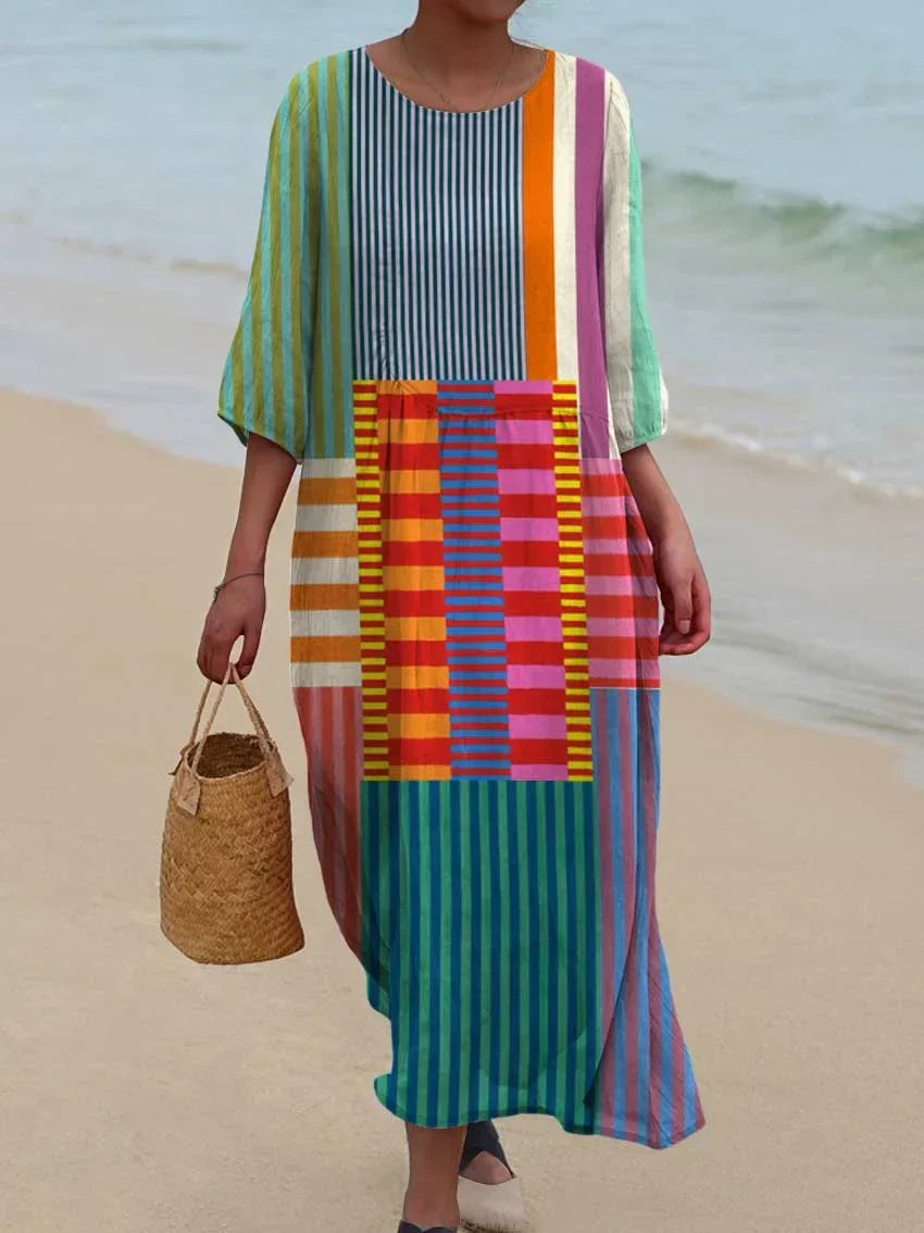 Arla - Vestido con estampado geométrico vintage para mujer