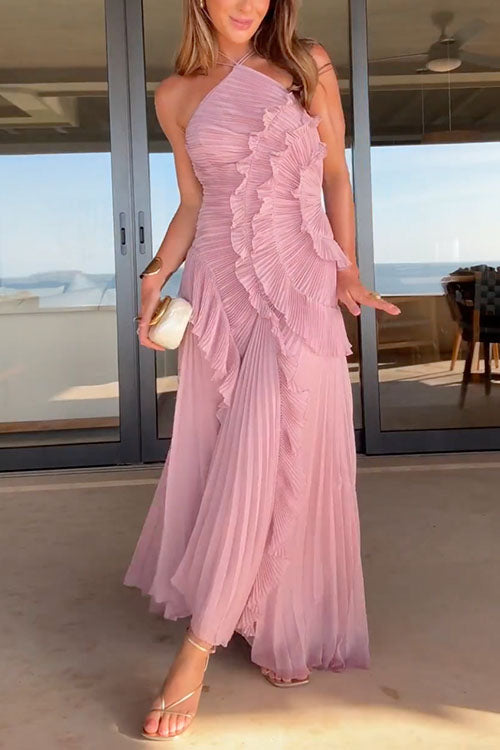 Rosé - Vestido Largo Plisado para Mujer