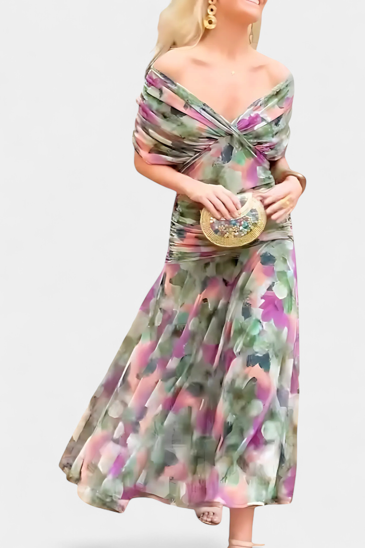 Magda | Vestido largo de flores con escote en V para Mujer