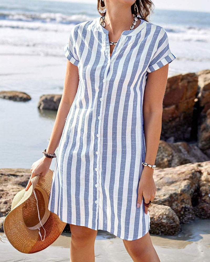 Martine | Elegante vestido camisero a rayas para Mujer