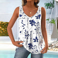Camiseta informal sin mangas con estampado de hojas