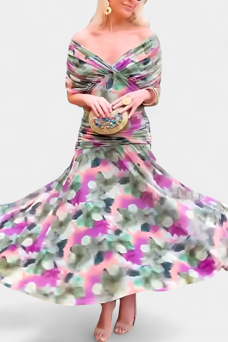 Magda | Vestido largo de flores con escote en V para Mujer