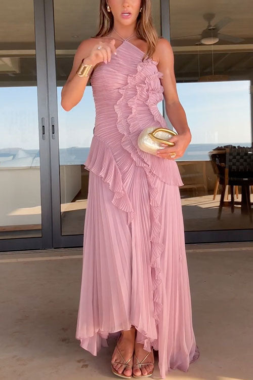 Rosé - Vestido Largo Plisado para Mujer