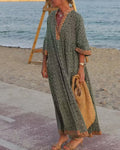 Luna · Vestido maxi de Mujer con estampado con escote en V