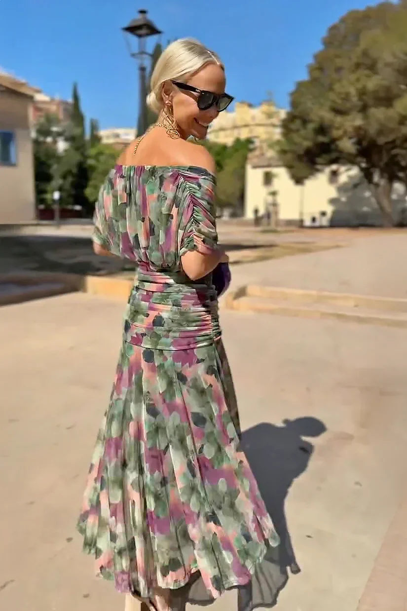 Alondra - Vestido Largo con Estampado Floral Fantasía y Escote en V para Mujer