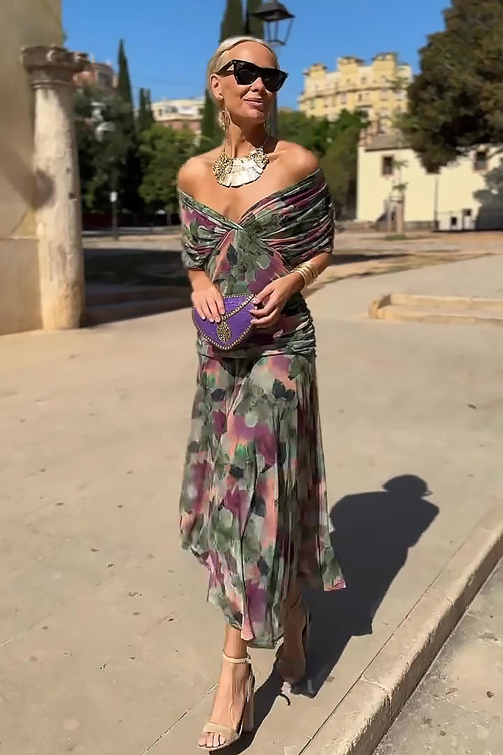 ALMA - VESTIDO LARGO CON CUELLO EN V PARA MUJER