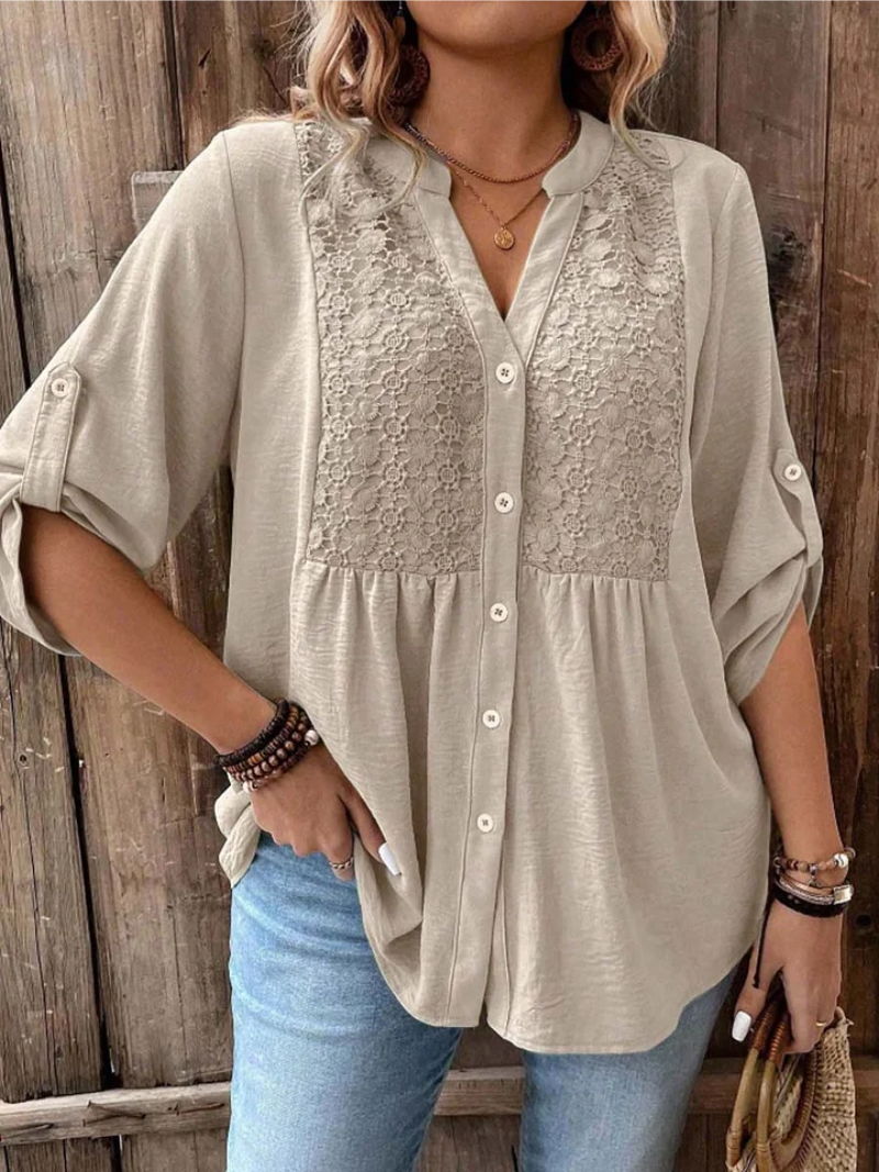 Noor – Blusa con escote en V y botones para Mujer