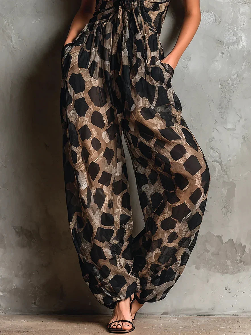 Leonor | Mono estampado animal con escote halter para Mujer