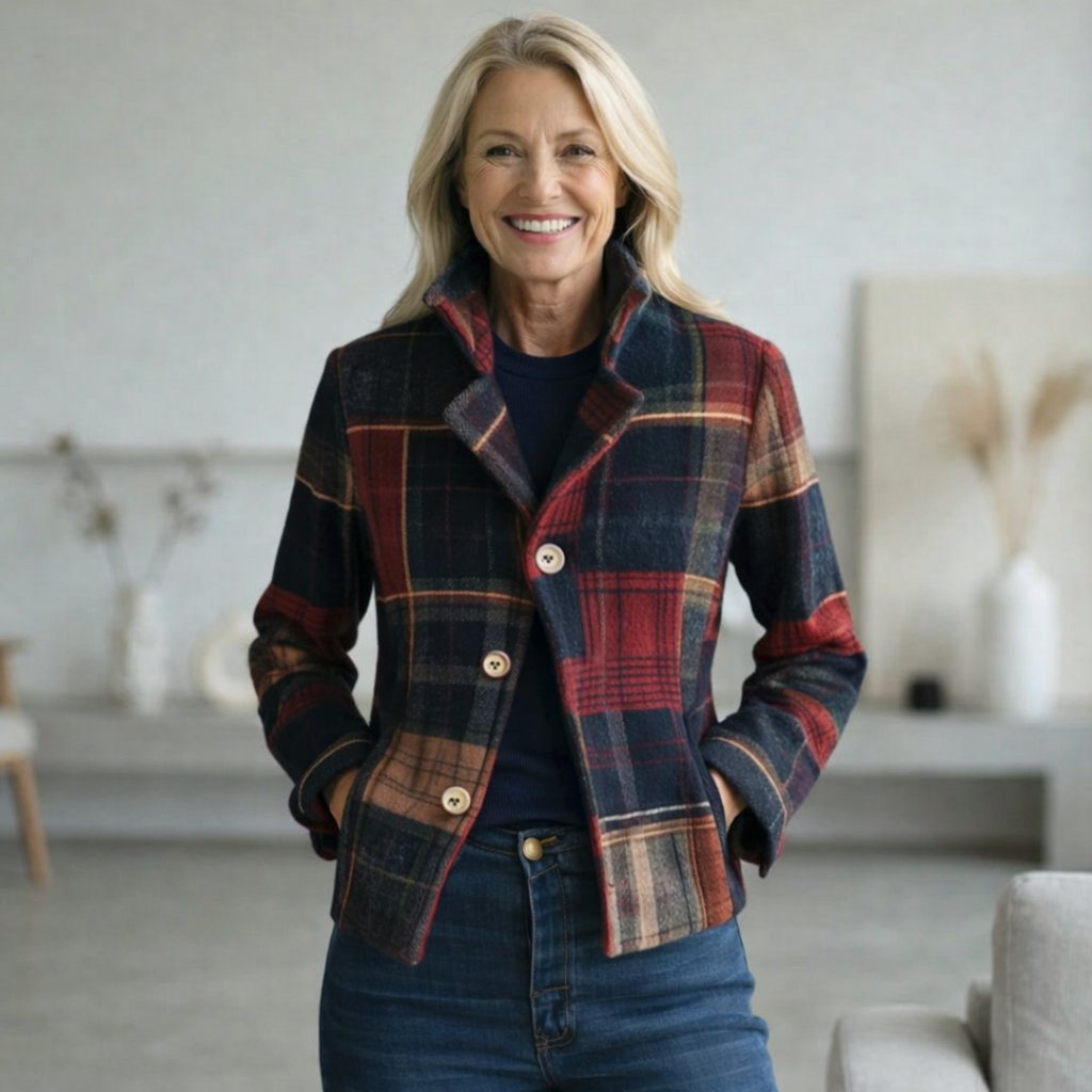 Natalie – Chaqueta de entretiempo para Mujer a cuadros con cuello