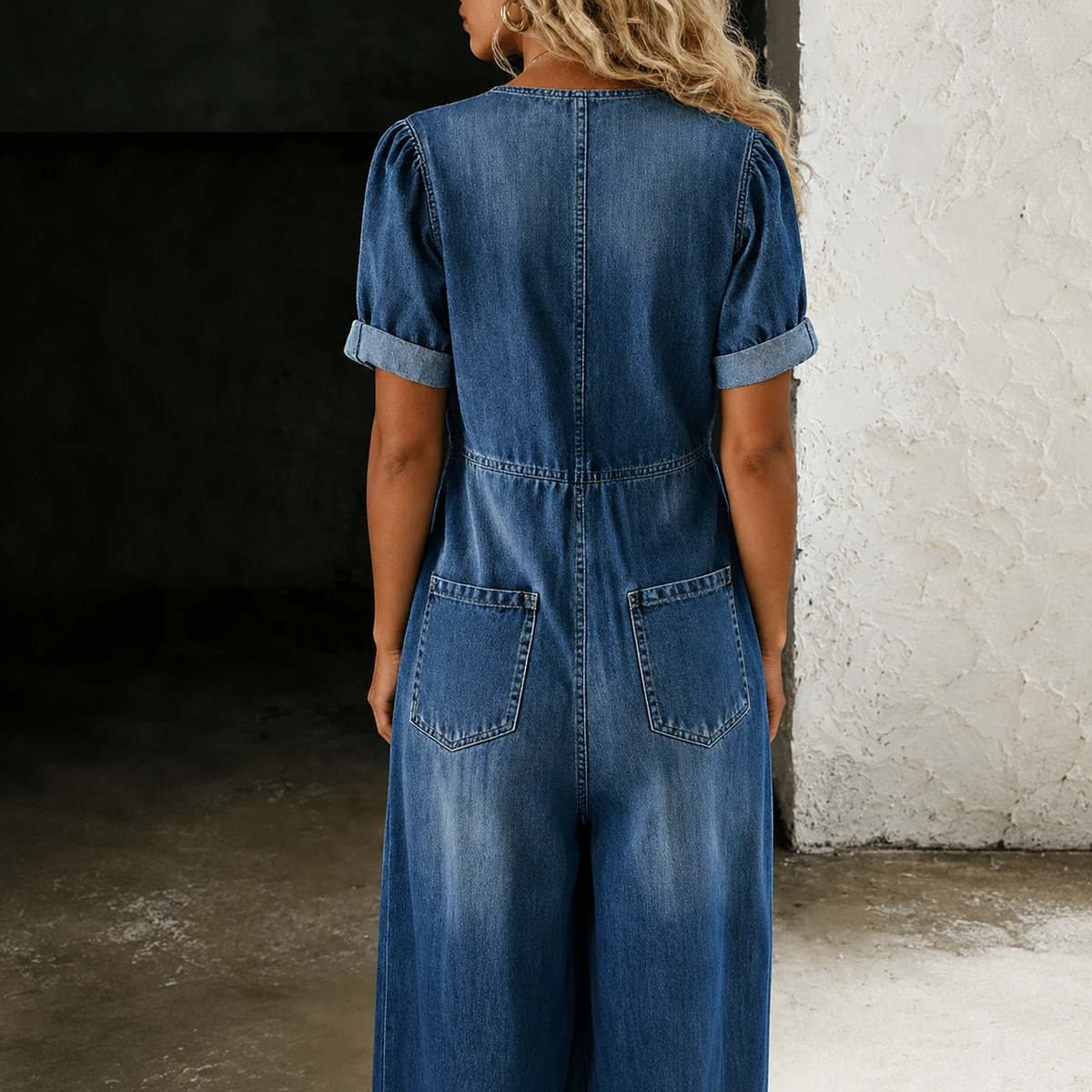 Maya | Mono de Denim de Pierna Ancha para Mujer