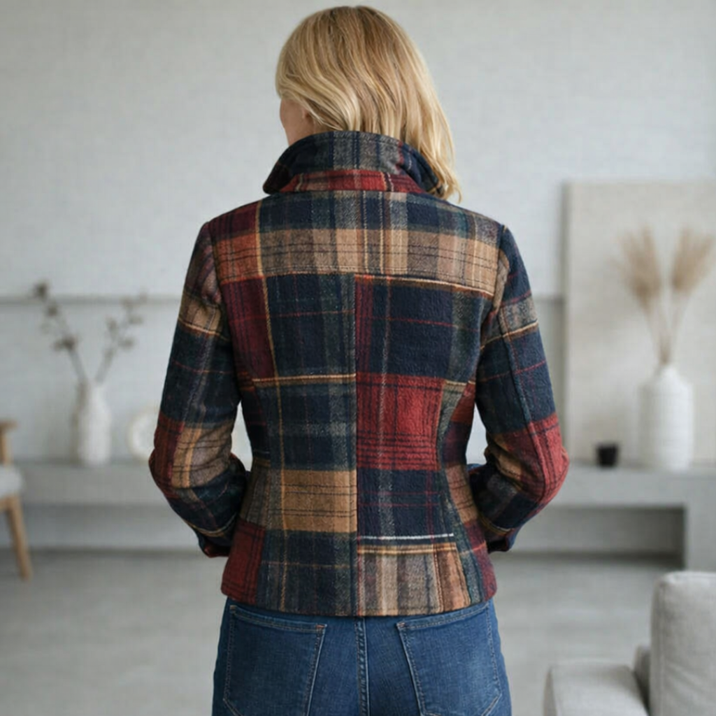 Natalie – Chaqueta de entretiempo para Mujer a cuadros con cuello