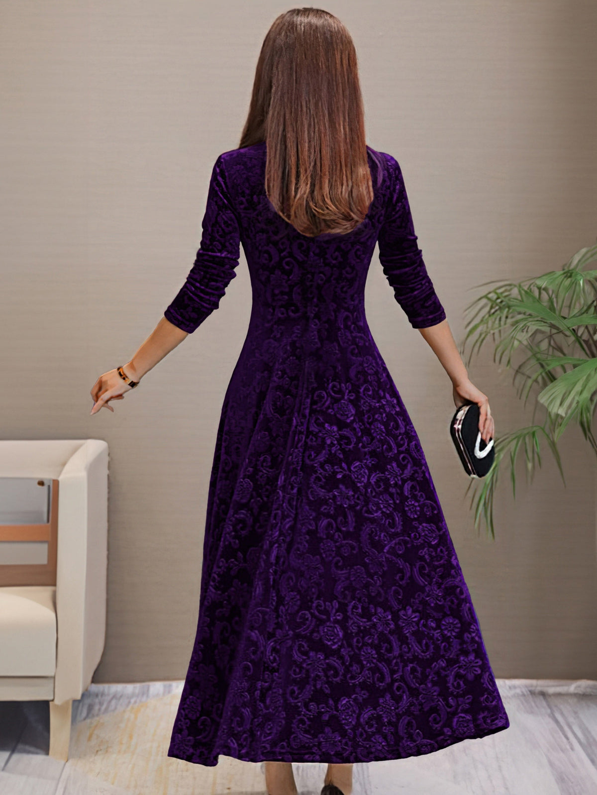 Denise | Elegante vestido de fiesta de terciopelo con escote en V