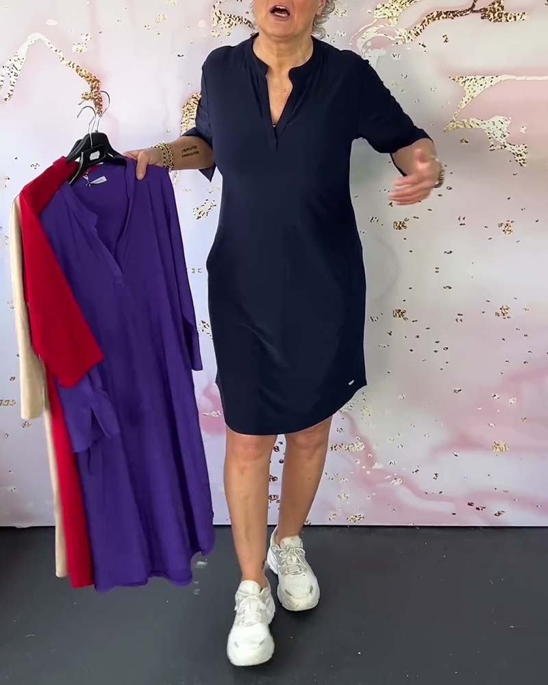 Hanneke™ | Vestido sencillo con escote en pico