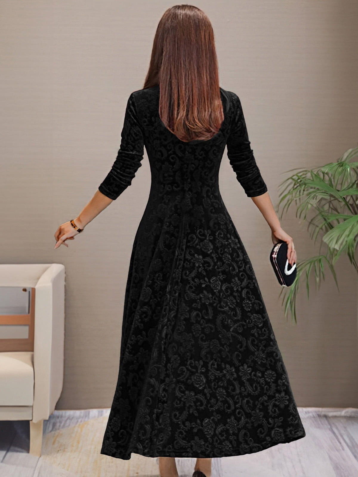 Denise | Elegante vestido de fiesta de terciopelo con escote en V