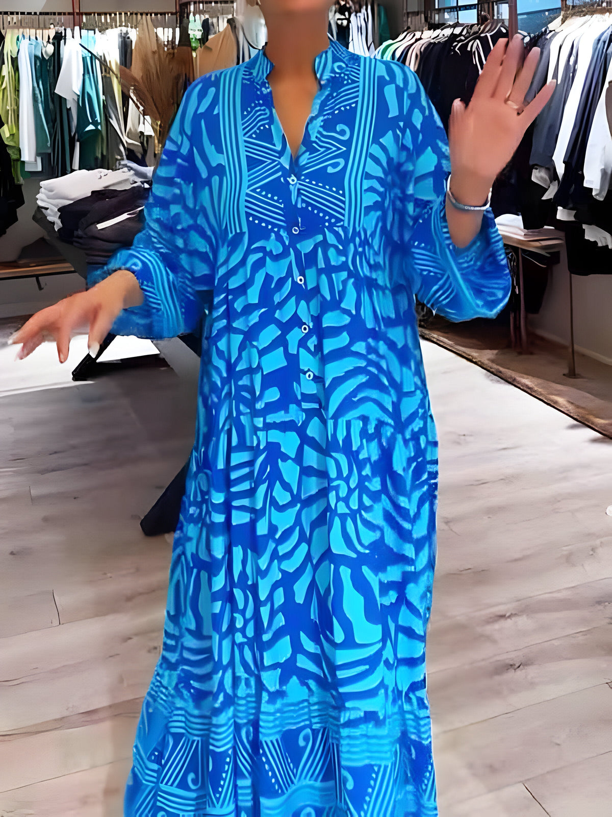 Inge™ | Vestido estampado con cuello en V