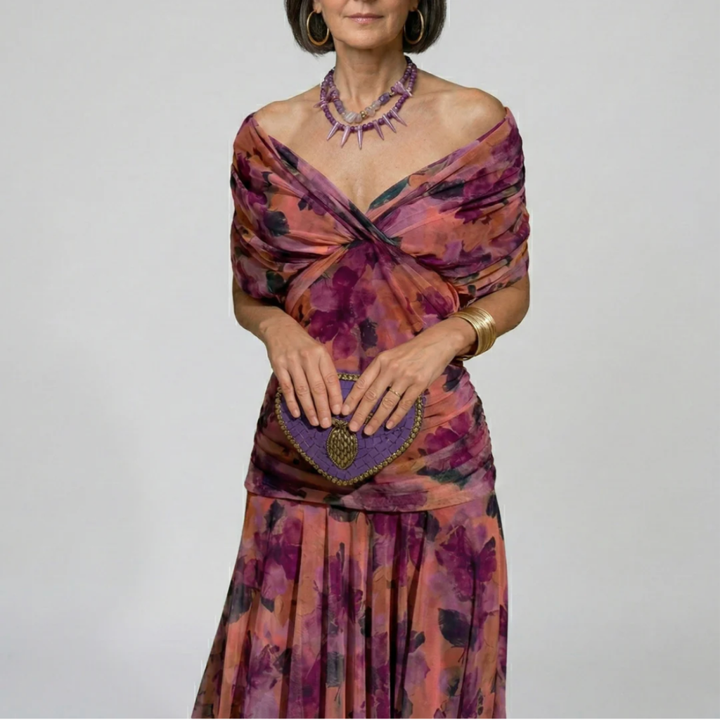 Alondra - Vestido Largo con Estampado Floral Fantasía y Escote en V para Mujer