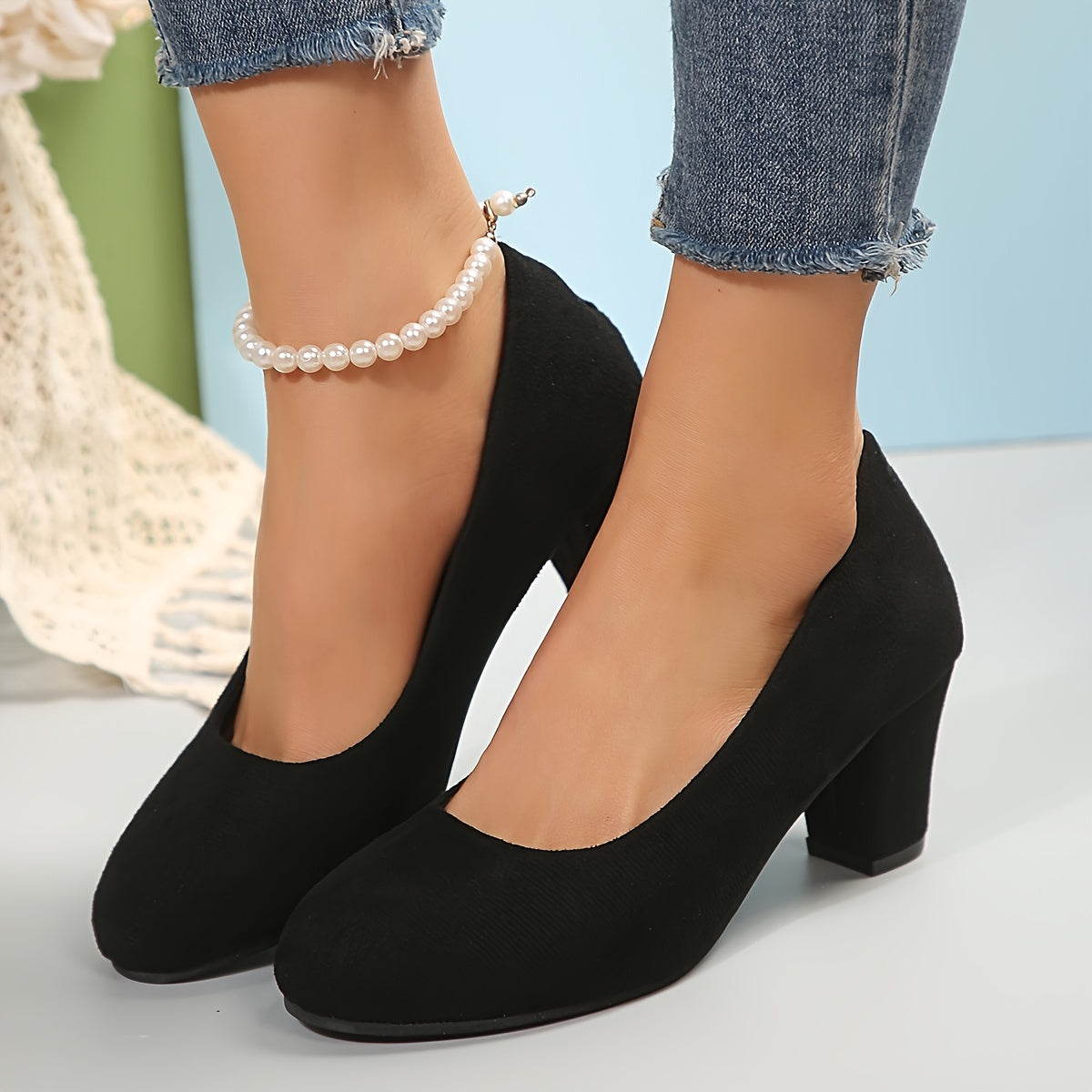 Laure™ – Zapatos de punta ancha con tacón estable para una comodidad sin dolor