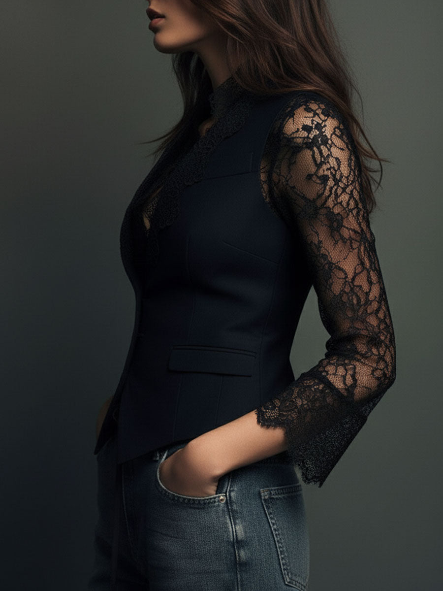 Claudia · Blazer de Mujer Negro con Encaje