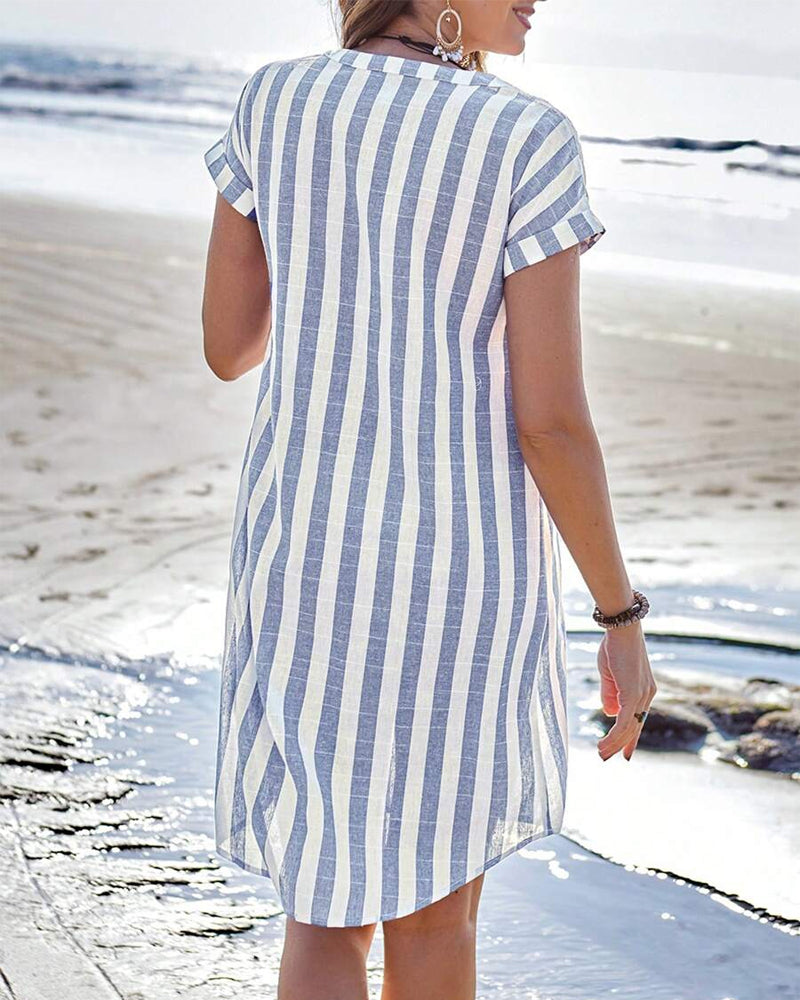 Martine | Elegante vestido camisero a rayas para Mujer