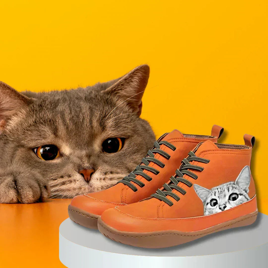 Fenna -  Botines de piel para amantes de los gatos
