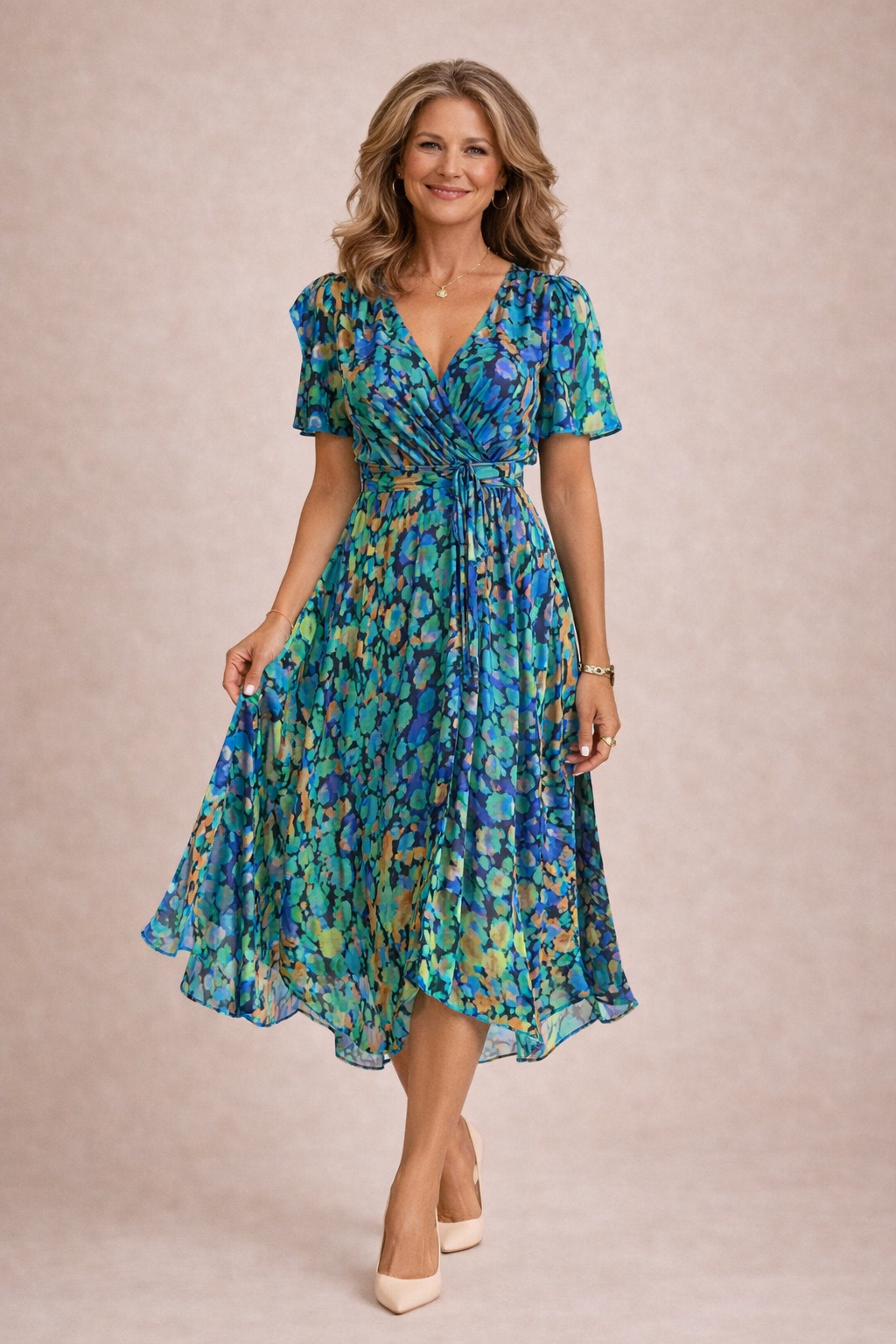 Dulce - Vestido Midi de Chifón Floral para Mujer