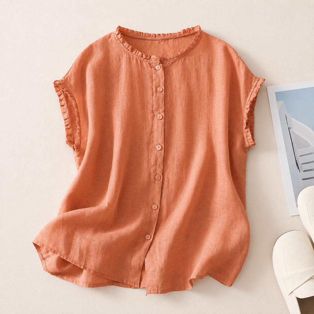 Ines - Blusa de Lino con Encaje para Mujer