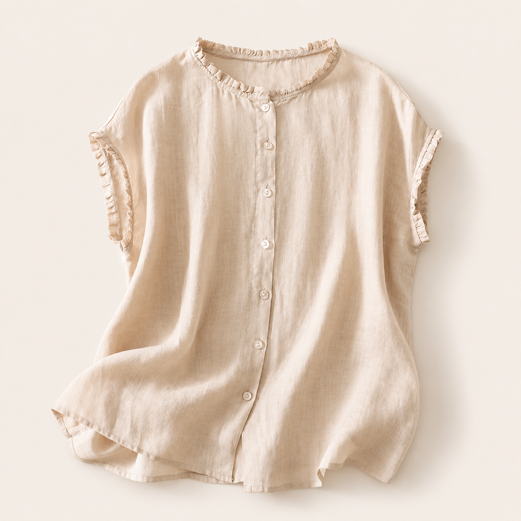 Ines - Blusa de Lino con Encaje para Mujer