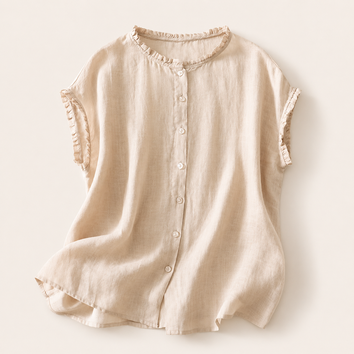 Ines - Blusa de Lino con Encaje para Mujer