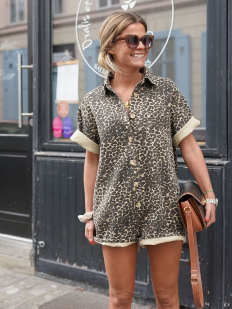 Mini Jumpsuit con estampado de leopardo