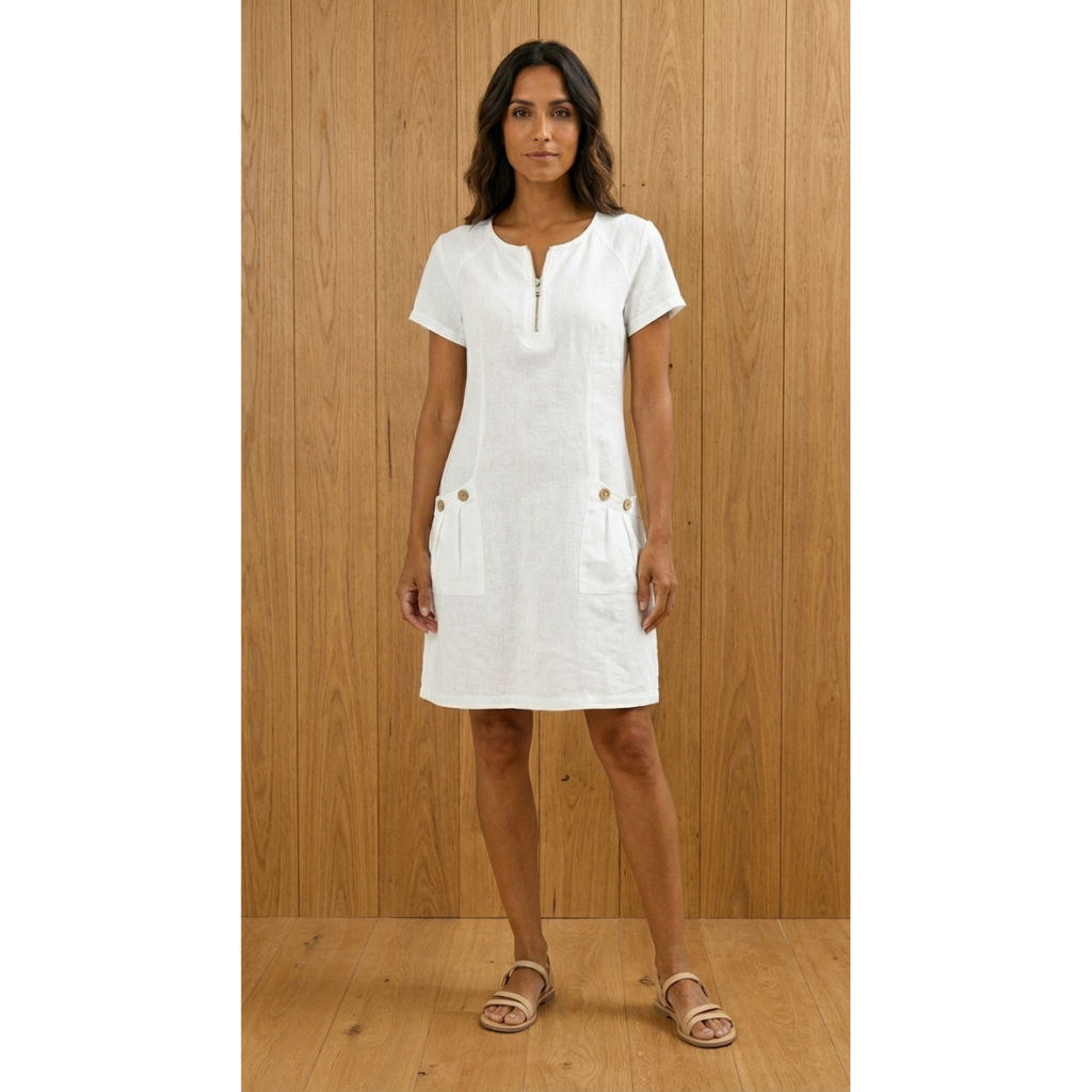 Lucía - Vestido de manga corta premium con cremallera para Mujer
